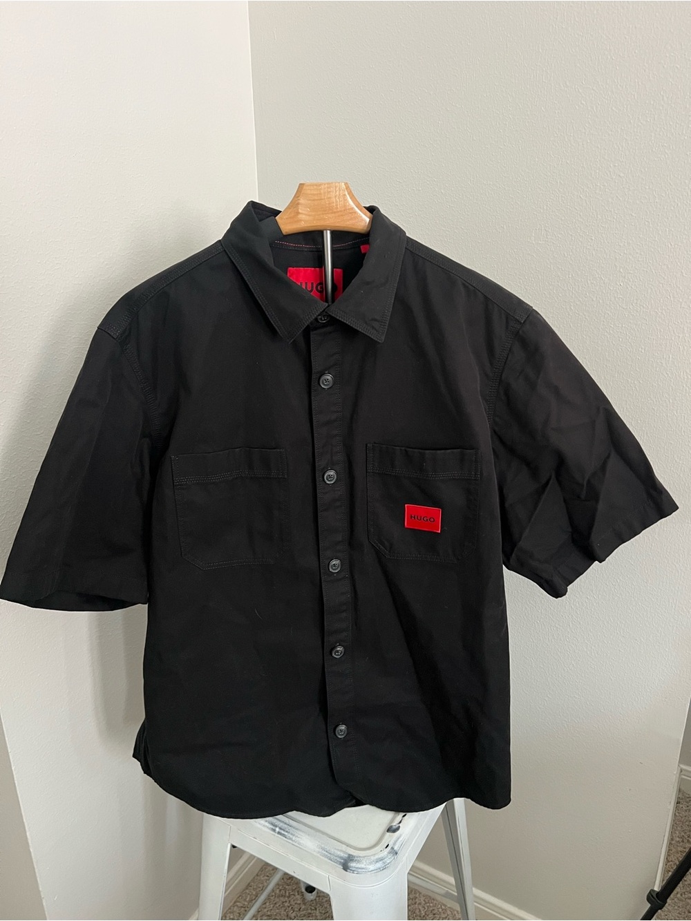 Hugo Boss Men’s Black Short-Sleeve Button-Up Shirt